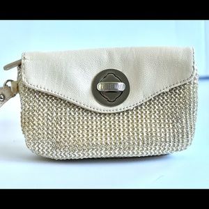 New Jennifer Lopez Cream and Silver Wristlet NWOT